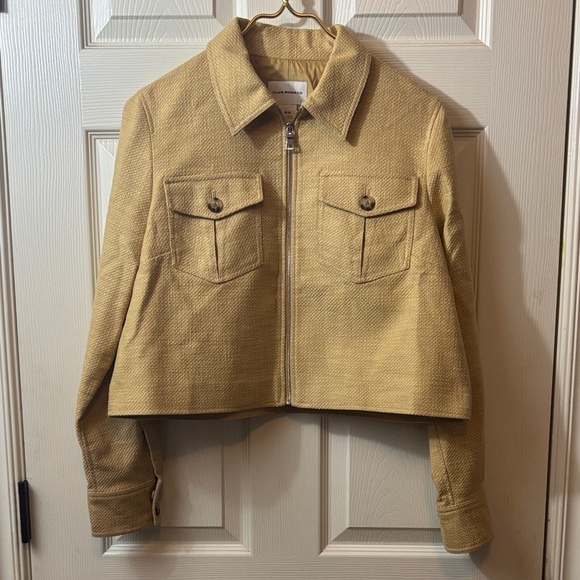 Club Monaco Jackets & Blazers - Club Monaco Cropped Textured Zip Jacket - Tan
